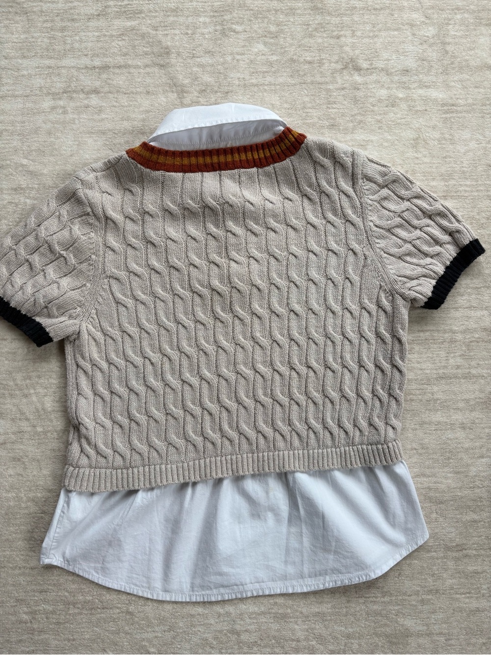 Maeve by Anthro Beige Cable Knit Cricket Sweater Top, Timeless V-neck Size Small - Picture 3 of 14